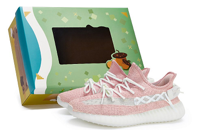 Adidas Originals Yeezy Boost 350 V2 Slip-Resistant Low-Top Casual Shoes Unisex White Pink