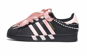 Adidas Originals SUPERSTAR Abrasion Resistant Low Top Skateboard Shoes Unisex Black Pink 1 4012524