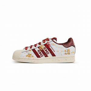 Adidas Originals SUPERSTAR Anti-Slip And Wear-Resistant Lightweight Low-Top Skateboard Shoes Unisex White Gold Red 1 4012685
