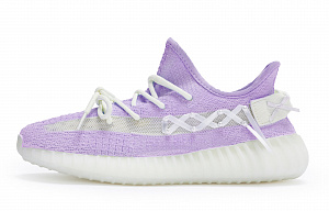 Adidas Originals Yeezy Boost 350 V2 Anti-Slip Wear-Resistant Low-Top Casual Shoes Unisex White Purple 1 4013355