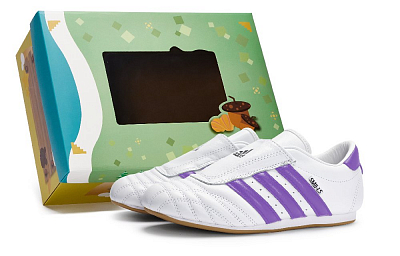 Adidas Originals Taekwondo Slip Resistant And Abrasion Resistant Coverage Low Top Training Shoes Unisex White Purple