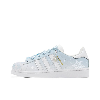 Adidas Originals SUPERSTAR Blue Snowflake Anti Slip Wear Resistant Low Top Skateboard Shoes Women's Blue White