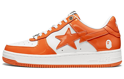 A BATHING APE Stylish Skateboarding Shoes Women's Orange White