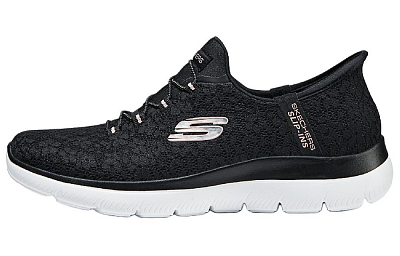 Skechers Hands Free Slip Ins Cushioned Wear Resistant Breathable Low Top Running Shoes Women's Black