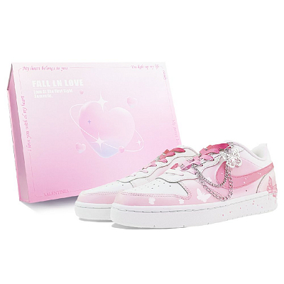 Nike Court Borough Slip-Resistant Cushioning Wear-Resistant Low-Top Skateboard Shoes GS Pink