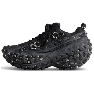 Balenciaga Bouncer Screw Sneakers 'Black Mesh And Nylon With Piercing'