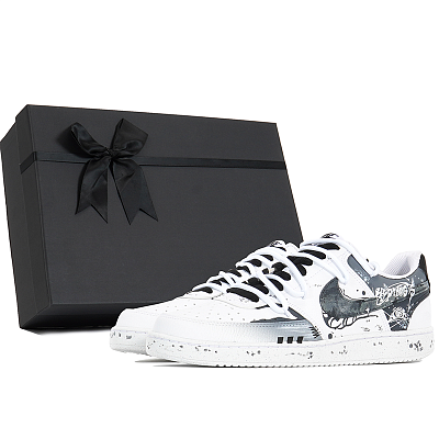 Nike Court Vision Joy Lemon Slip-Resistant Cushioning Abrasion-Resistant Low-Top Skateboard Shoes Men's Black White
