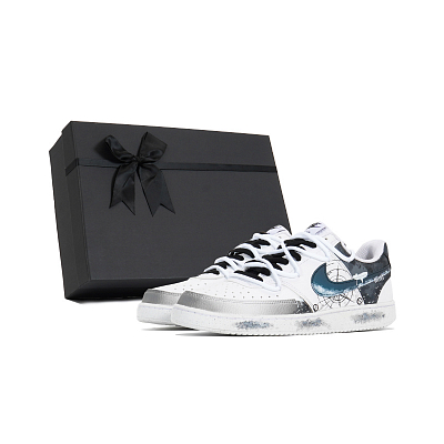 Nike Court Vision Series Skateboard Shoes Unisex Low top Black White Blue