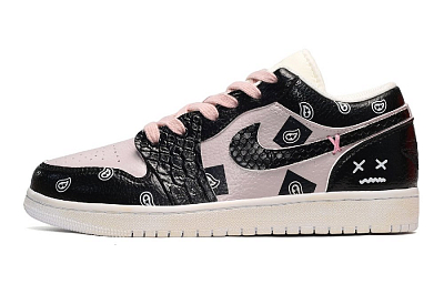 Jordan Air Jordan 1 Low Low-Top Vintage Basketball Shoes GS Black Pink