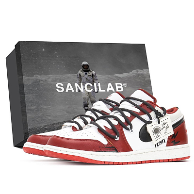 Jordan Air Jordan 1 Low Top Vintage Basketball Shoes Men's White Red