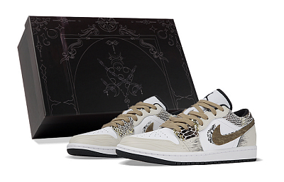 Jordan Air Jordan 1 Low-Top Vintage Basketball Shoes Men's Beige Brown