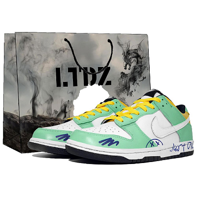 Nike Dunk Low LTDZ Love Enchanted, Box Slip Resistant Low Top Skateboard Shoes Women's White Green