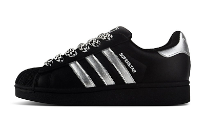 Adidas Originals Superstar 2 Anti Slip Wear Resistant Low Top Skateboard Shoes Unisex Black Silver