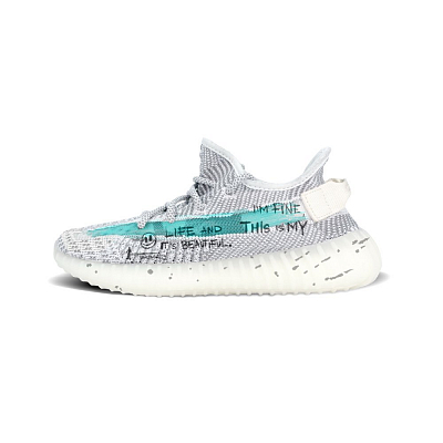 Adidas Originals Yeezy Boost 350 V2 Abrasion Resistant Low Top Casual Shoes Unisex Blue White