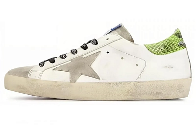 Golden Goose Super-Star White Snake Skin Green