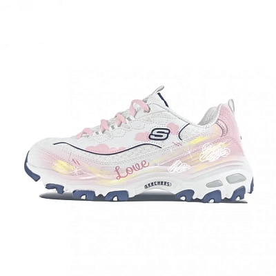Skechers D'LITES 1.0 Abrasion Resistant Low Top Chunky Sneakers Women's White