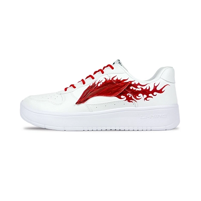 LiNing Pontoon Boats Cushioning, Wear Resistant Low top Skateboard Shoes Men's White Red