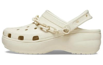 Crocs Classic Platform Chain Clogs 'Bone' Women's