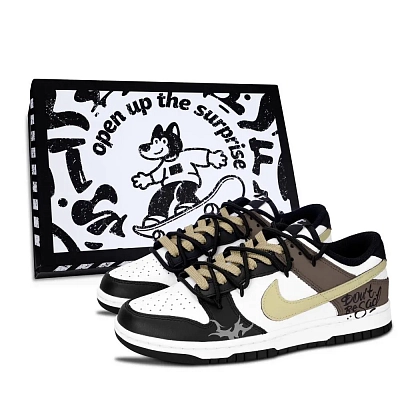 Nike Dunk Black White, Don't Be Sad Abrasion Resistant Low top Skateboard Shoes Unisex Brown