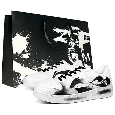 LiNing Pontoon Boats Anti Slip And Wear Resistant Height Increasing Low top Skateboard Shoes Men's Black White