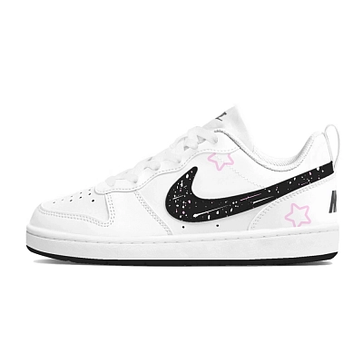 Nike Court Borough Starry Shooting Stars Cushioning, Wear Resistant Low Top Skateboard Shoes Women's Black White Pink