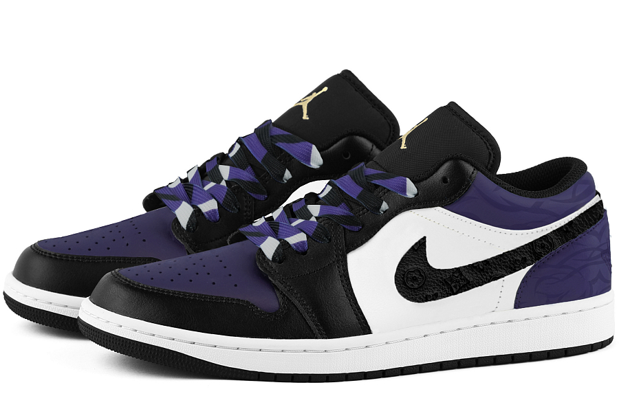 Jordan 1 Cushioning, Wear Resistant Low top Vintage Basketball Shoes Unisex Black Purple купить в интернет-магазине Yoocart с быстрой доставкой по России.