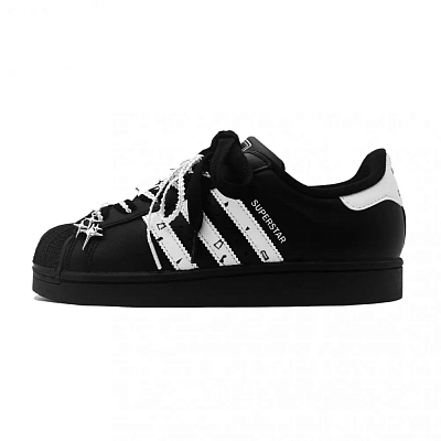 Adidas Originals Superstar 2 Artisan Craft, Starlight Sparkle Abrasion Resistant Low Top Skateboard Shoes Unisex Black