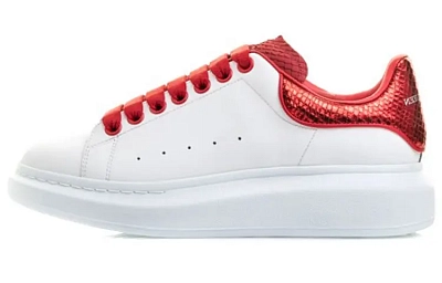 Alexander McQueen Low top Stylish Skateboarding Shoes Men's White Red