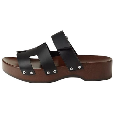 HERMES Slide Slippers 4cm Women's Black