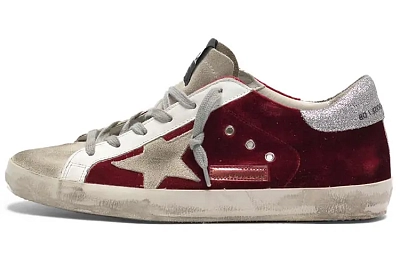 Golden Goose Super Star Stylish Skateboarding Shoes Women's White Red Silver