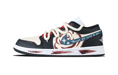 Jordan Air Jordan 1 Heart Path Low top Vintage Basketball Shoes Unisex Red Black