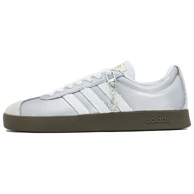 Adidas Neo VL Court 2.0 Silver Melody Lace Slip Resistant Low Top Skateboard Shoes Unisex Silver