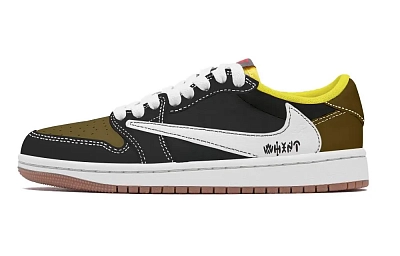 Travis Scott x Jordan Air Jordan 1 Brown Black Travis Scott X AJ1 LOW top Vintage Basketball Shoes Unisex Black Brown