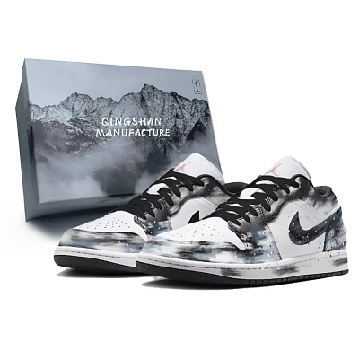 Jordan Air Jordan 1 Nebula Box Abrasion Resistant Low Top Vintage Basketball Shoes Men's Blue White Black