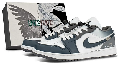 Jordan Air Jordan 1 Wear resistant And Lightweight Low top Vintage Basketball Shoes Unisex Dark Blue