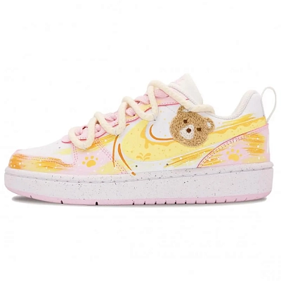 Nike Court Borough Honeys Bear Abrasion Resistant Low Top Skateboard Shoes Women's Yellow