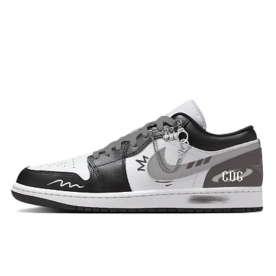 Jordan Air Jordan 1 Gravity Gears Abrasion Resistant Low Top Vintage Basketball Shoes Men's Black Gray