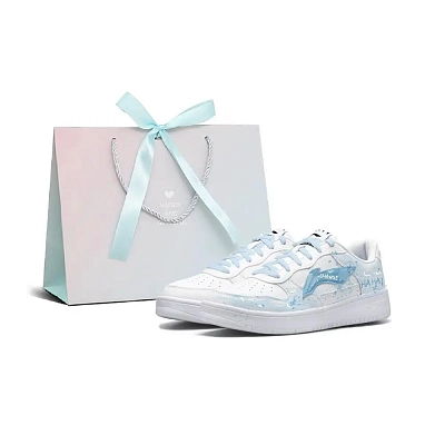 LiNing Pontoon Boats Coverage Cushioning Abrasion Resistant Low top Skateboard Shoes Men's White Blue