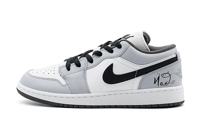 Jordan Air Jordan 1 Cushioning, Wear Resistant Low top Vintage Basketball Shoes Unisex Gray