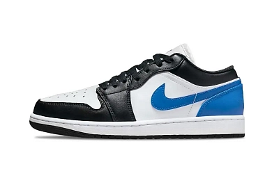 Jordan Air Jordan 1 Blue Toe Support Low top Vintage Basketball Shoes Unisex Blue Black