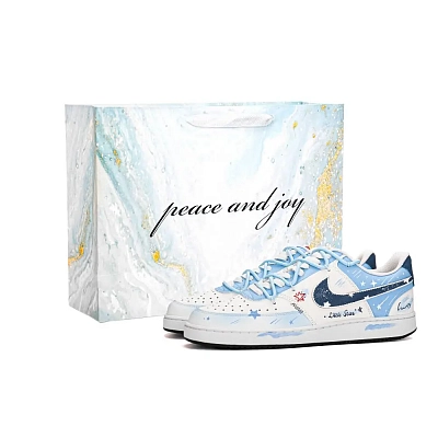 Nike Court Vision 1 Starry Sea Odyssey Abrasion Resistant Low Top Skateboard Shoes Men's White Blue