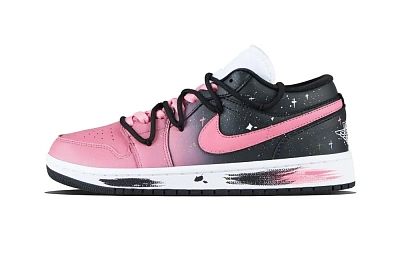 Jordan Air Jordan 1 Urban Chic Style Star Low top Vintage Basketball Shoes Unisex Pink Black