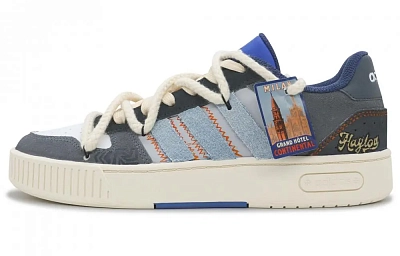 Adidas Neo D PAD Western Sunset Abrasion Resistant Breathable Low Top Skateboard Shoes Unisex Deep Sea Blue