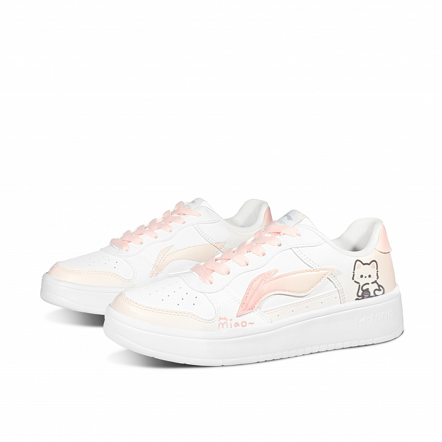 LiNing Pontoon Boats Anti Slip And Wear Resistant Height Increasing Low top Skateboard Shoes Women's Pink White купить в интернет-магазине Yoocart с быстрой доставкой по России.