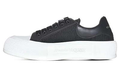 Alexander McQueen Deck Lace Up Plimsoll Sneakers 'Core Black White'