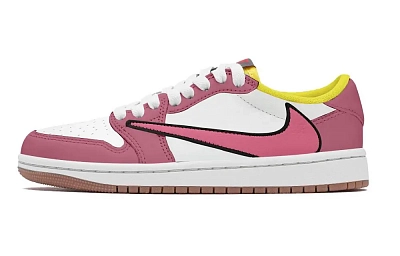 Travis Scott x Jordan Air Jordan 1 Pink White Travis Scott X AJ1 LOW top Vintage Basketball Shoes Unisex White Pink