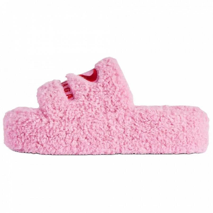 Balenciaga Furry Slide Slippers 5cm Women's Pink купить в интернет-магазине Yoocart с быстрой доставкой по России.