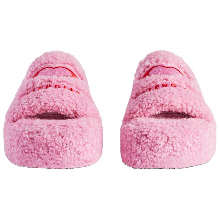 Balenciaga Furry Slide Slippers 5cm Women's Pink купить в интернет-магазине Yoocart с быстрой доставкой по России.