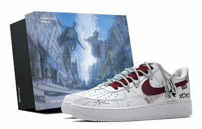 Nike Air Force 1 Low top Skateboard Shoes Men's White Blue Red