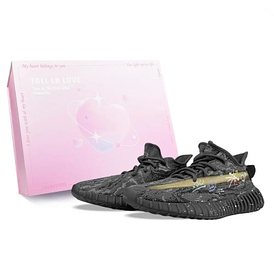 Adidas Originals Yeezy Boost 350 V2 Abrasion Resistant Low top Casual Shoes Unisex Black Yellow